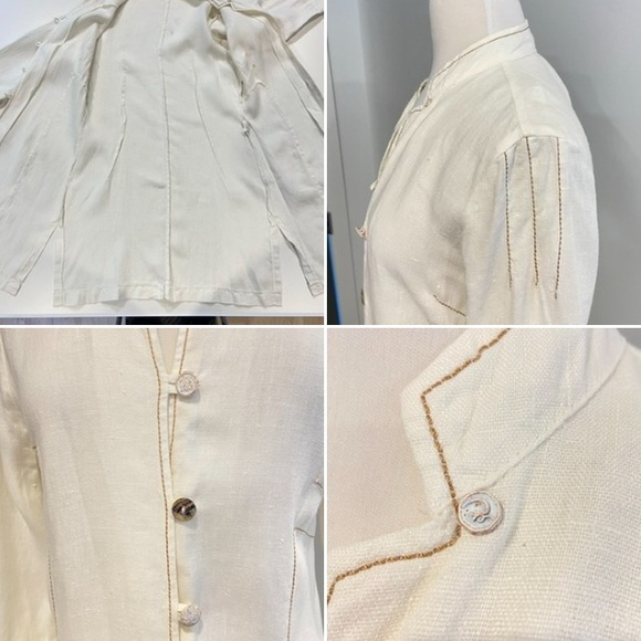 Eliza Cavaletti long linen vest/shirt/shrug/jacket ecru white long sleeve medium - Picture 7 of 15